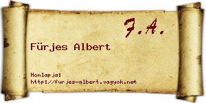 Fürjes Albert névjegykártya