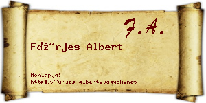 Fürjes Albert névjegykártya